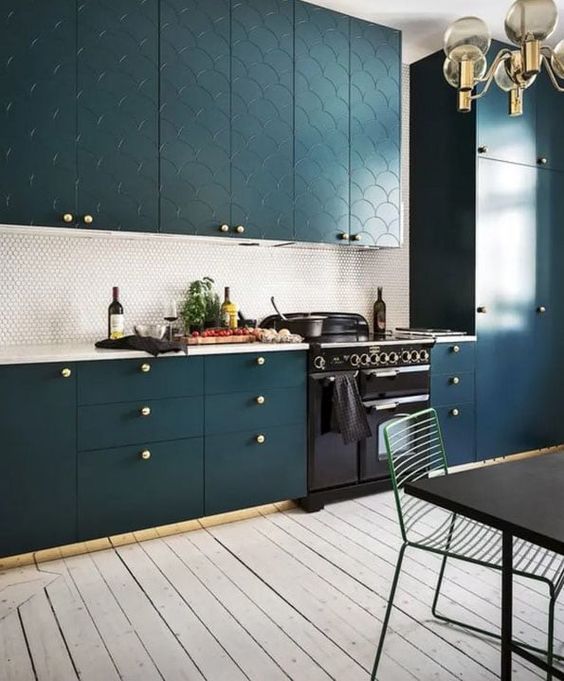 cucina blu foglia