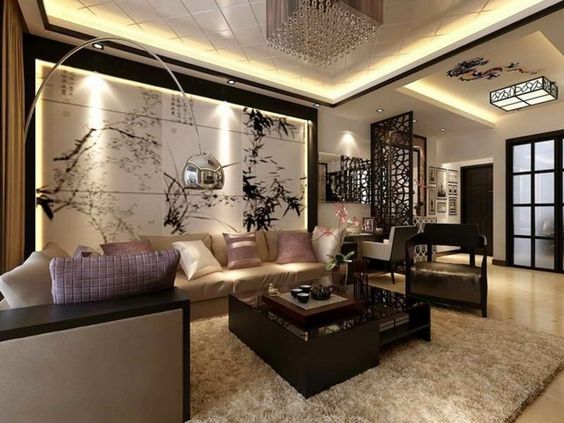 decorazione salotto in stile asiatica