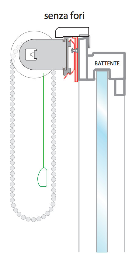 Tende a rullo Montaggio su battente  senza fori
